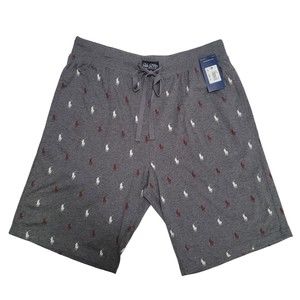 Polo by Ralph Lauren Sleep Shorts, All-Over Logo Print, Gray, Large